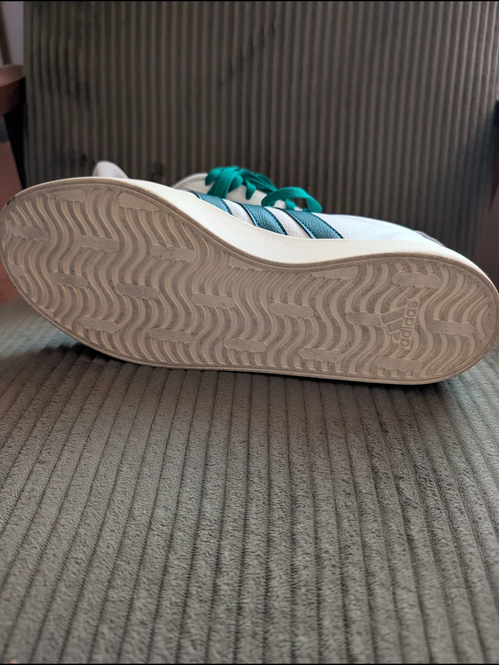 adidas Men’s White Sneakers with green Accents